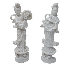 Lenwile Ardalt Pair Porcelain Goddess Figurines Verithin Japan 11" Tall